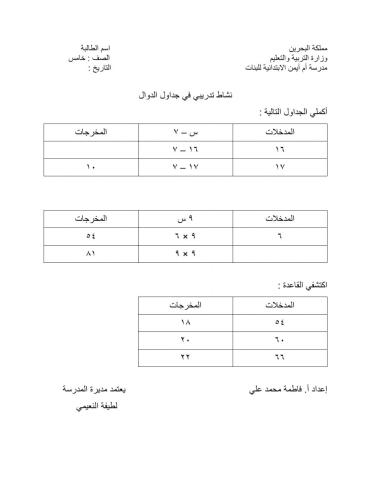 جداول الدوال