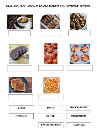Traditional English Breakfast - drag and drop