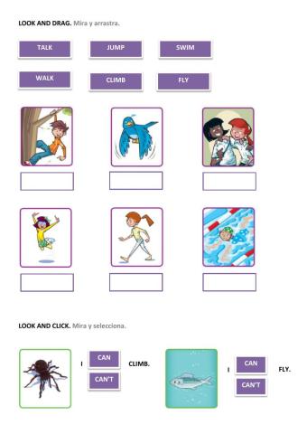 TAREA 2º inglés . Semana 24 de noviembre ACTIONS CAN CAN'T