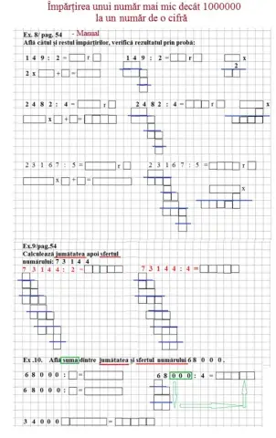 Fășă aplicații-Împărțirea numerelor mai mici decât 1000000-manual