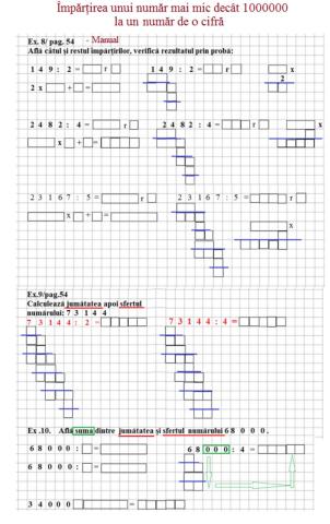 Fășă aplicații-Împărțirea numerelor mai mici decât 1000000-manual