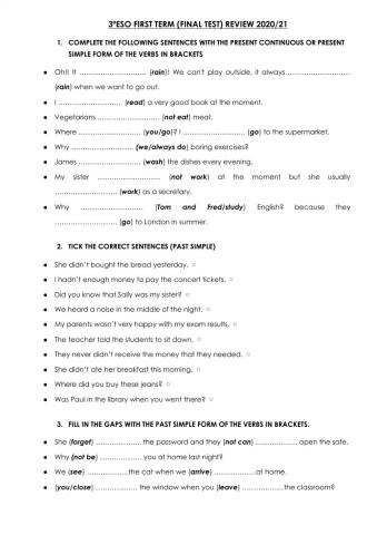 3ºESO end of term review (first term)