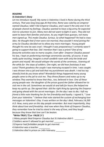 READING - ST VALENTINE