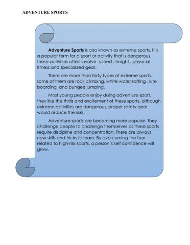 Adventure Sports Year 5