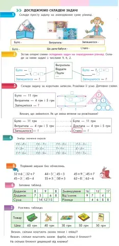 С.30-31. Досліджуємо складені задачі на знаходження різниці й суми