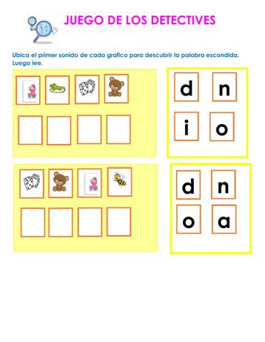 Lectura de palabras fonema D-d