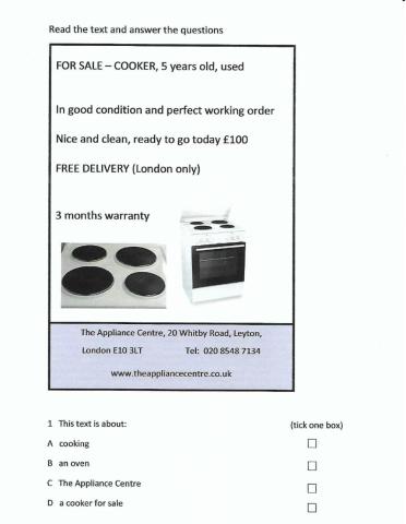 E1 Reading kitchen appliance advert