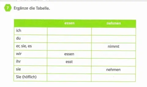 Essen nehmen konjugation