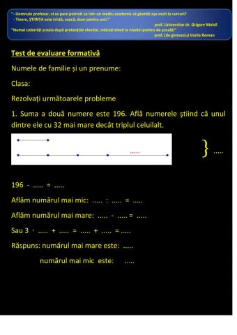Test metode aritmetice - evaluare formativa