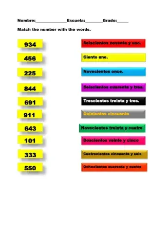 Numbers from 100 to 1000