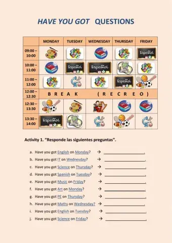 3rd - Grammar (Have you got ... on ...?)