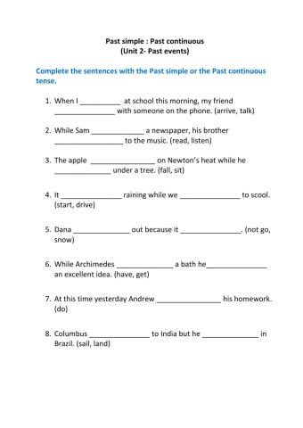 Past simple : Past continuous 1