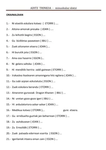 Aditz trinkoa - orainaldia