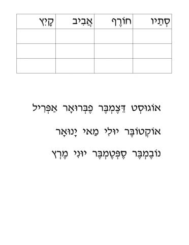 חודשים לועזיים ועונות השנה