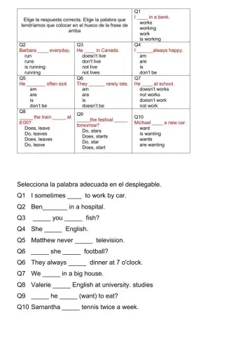 Prueba presente simple