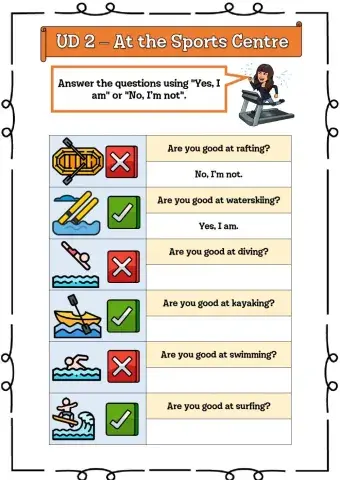 4º UD 2 - At the Sports Centre Ficha 9