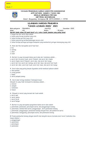 Ulangan prakarya pjj daring