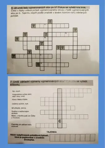 Křížovka na vyjmenovaná slova po B