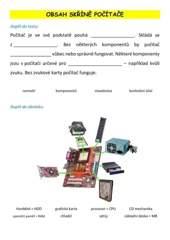 ICT - HW - Obsah skříně počítače + Základní deska