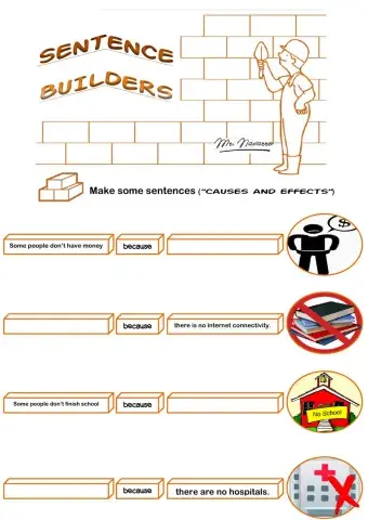 Sentence Builders (Because - Causes and Effects)