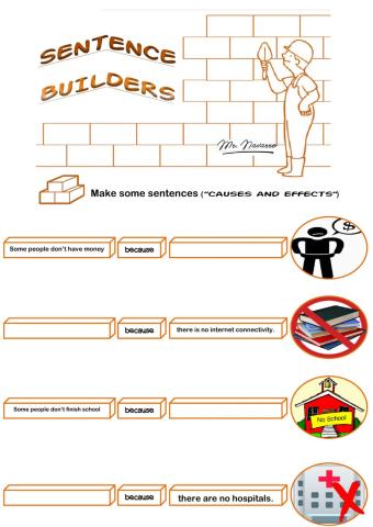 Sentence Builders (Because - Causes and Effects)
