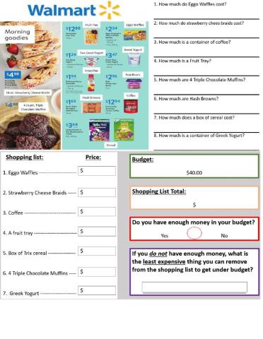 Walmart Circular Math and Budgeting