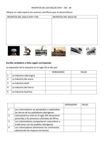 Inventos del siglo XVIII - XIX - XX