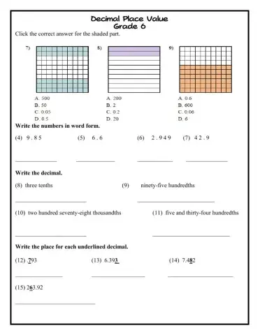 Decimal Place Value Intro g6