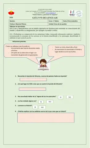 Comprensión lectora leyendas