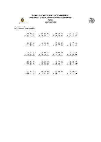 Adición de centenas sin reagrupación