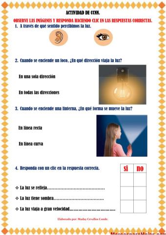 Caracteristicas de la luz.