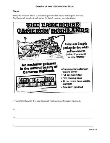 Exercise 24 Nov 2020 Year 6 Al Biruni