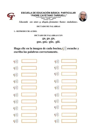 Dictado 2 de palabras con  G