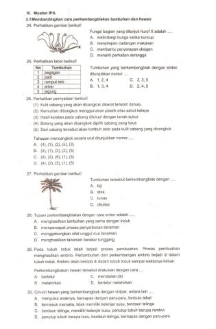 Latihan TKM IPA Tema 1