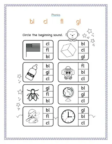 Phonics bl cl fl gl