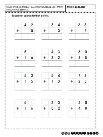 Tambah dalam lingkungan 100 (tanpa mengumpul semula)