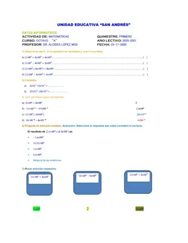 Operaciones en notacion cientifica