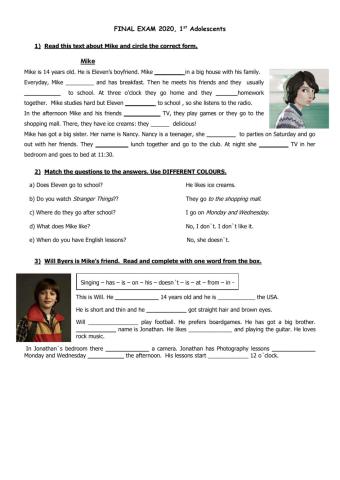 Final Exam 2020 - 1st adolescents