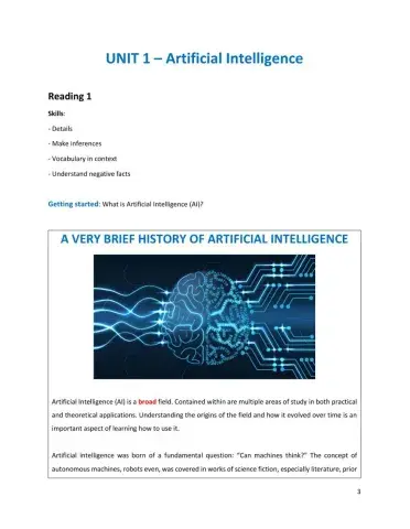 Unit 1 Reading 3 Artificial Intelligence