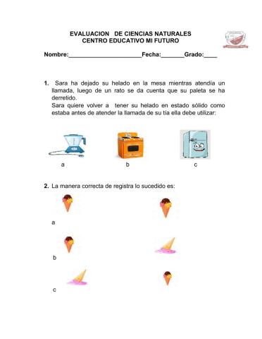 Examen ciencias naturales