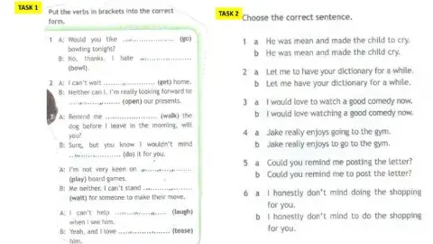 Gerunds and infifnitives