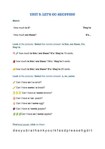 Unit 2: let's go shopping