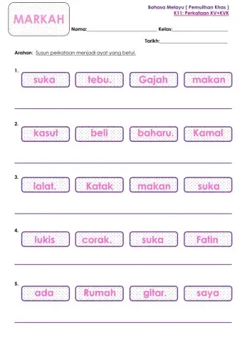 Kemahiran 11: Perkataan KV+KVK