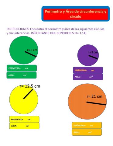 Área y perímetro del círculo