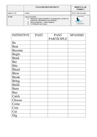 Irregular verbs test 2