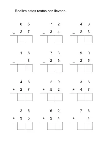 Restas y sumas llevando