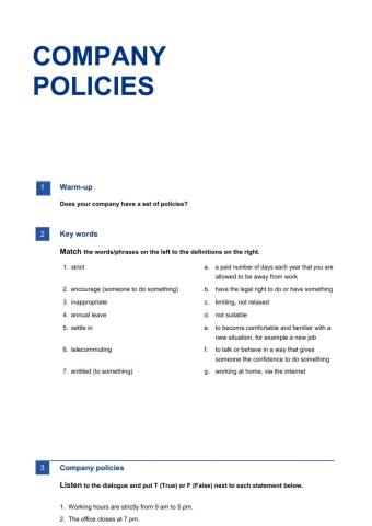 Entry 3 - Company Policies
