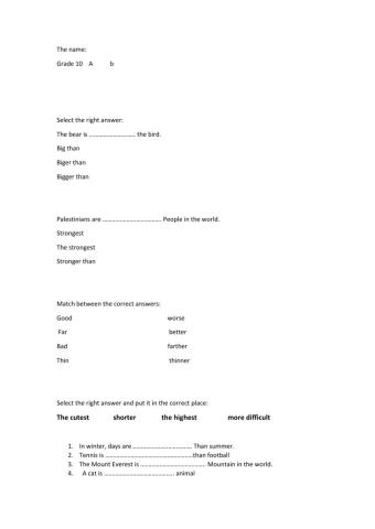 Comarative and superlative