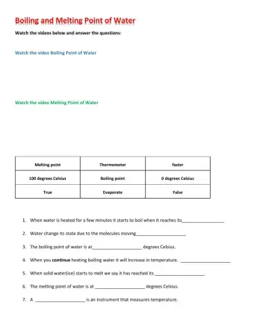 Boiling and Melting Point of Water