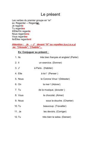 Les verbes du premier groupe